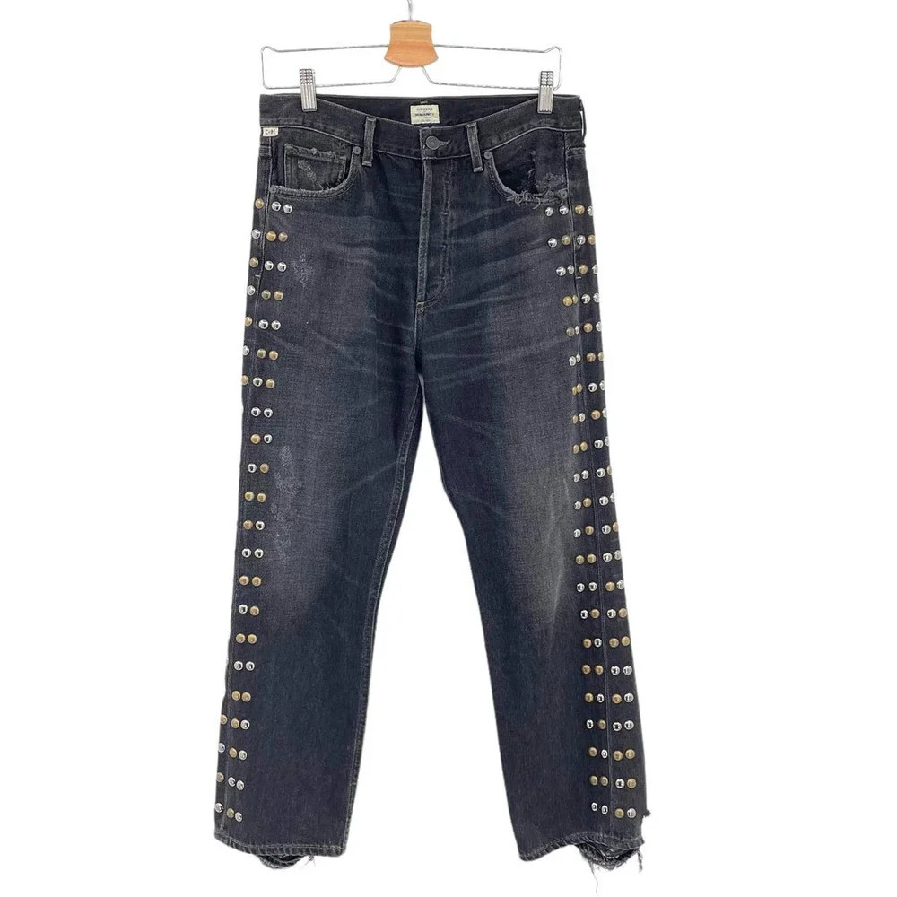 Citizens of Humanity Gia Jeans Studded Dark Tempest Black Denim Size 29 - Picture 2 of 12